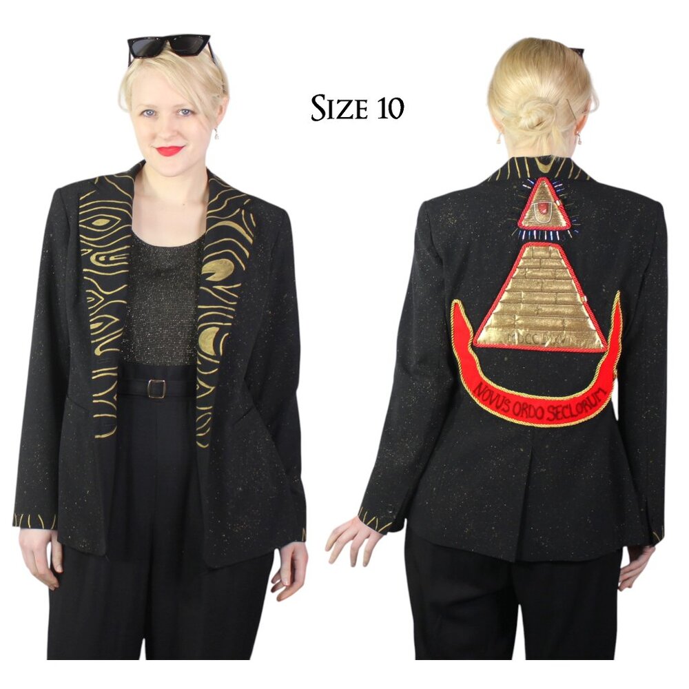 Desperately Seeking 80s Pyramid Style Size 10 Black Glitter Susan Jacket